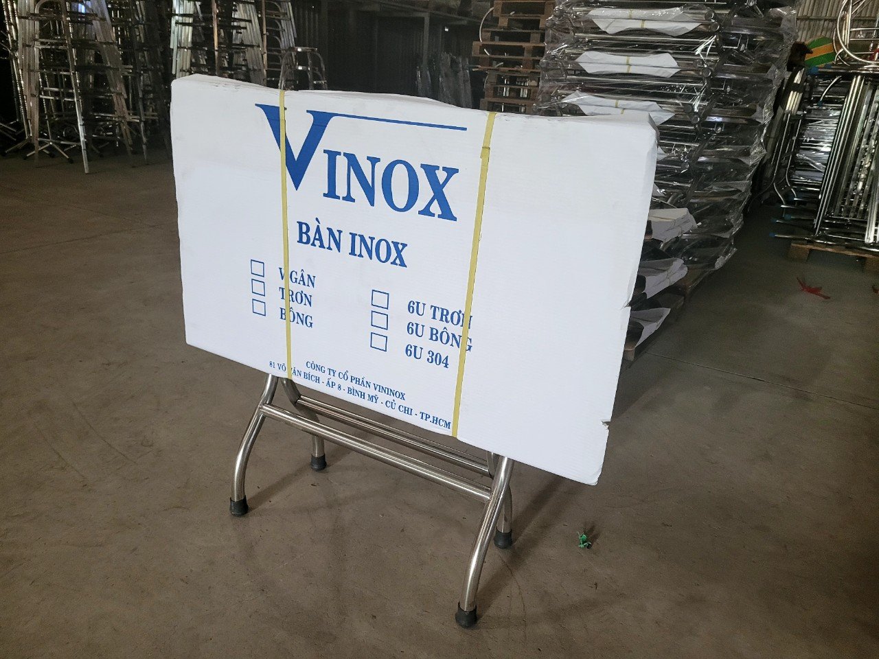 Bàn inox chữ nhật 70x120 ép bông