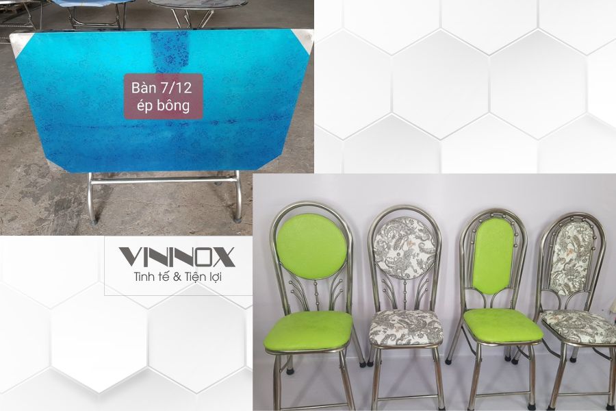 Bộ bàn ghế inox hoa văn