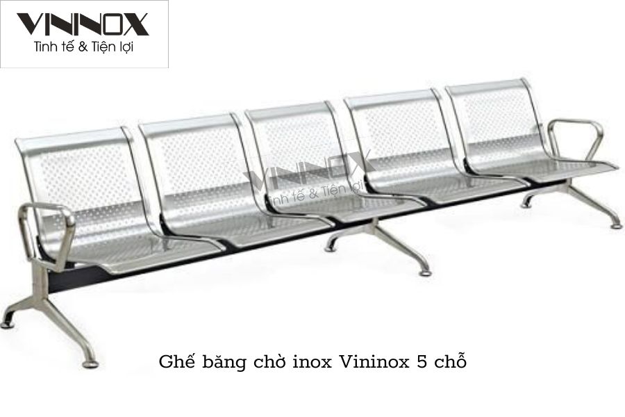 Ghế băng chờ inox 5 chỗ Vininox