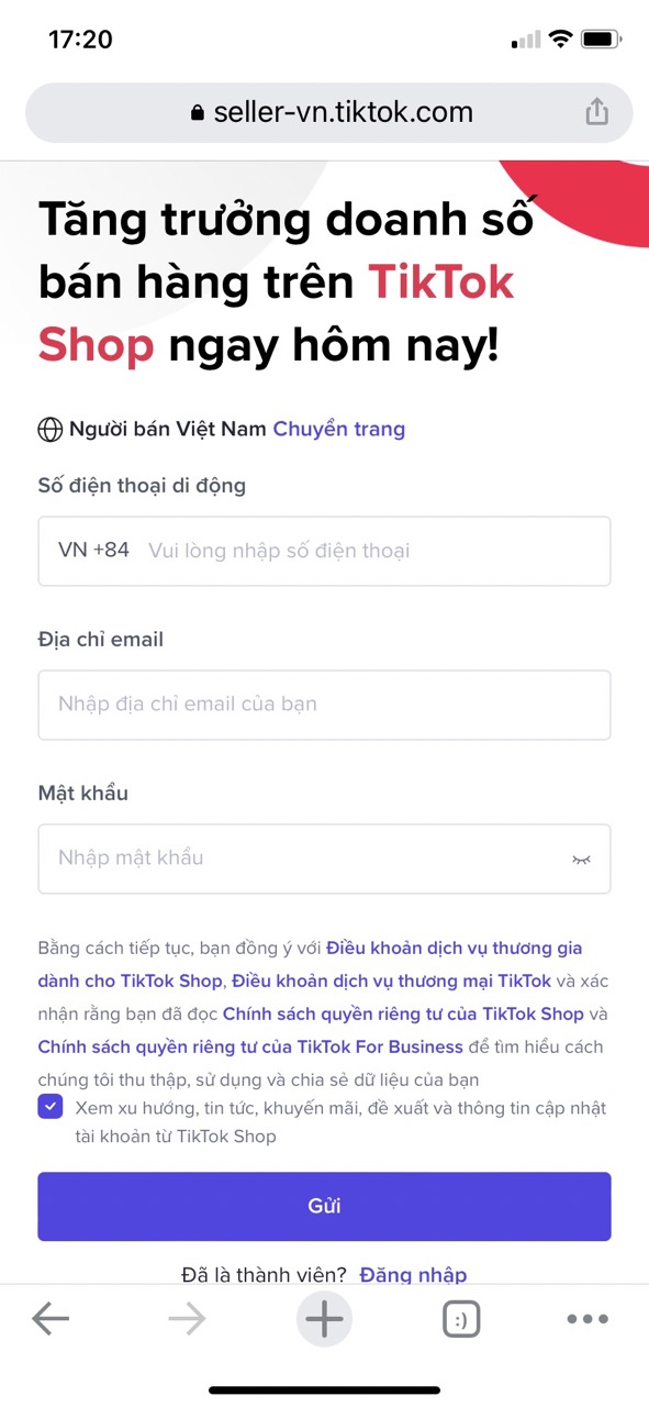 Mở tiktok Shop